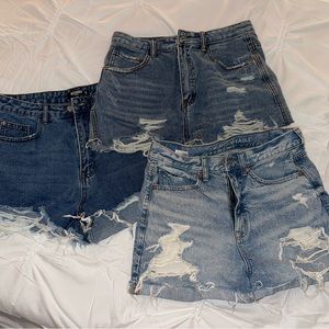 blue jeans shorts, high waisted
